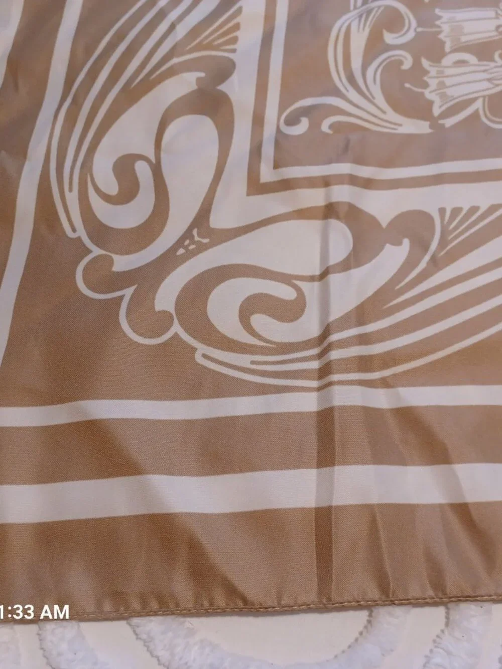 Women's Large Made in Italy Silky Scarf Cream and Beige